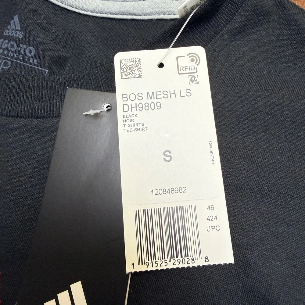 Adidas Men's Black Long Sleeve Performance Tee‎ Shirt Size S DH9809